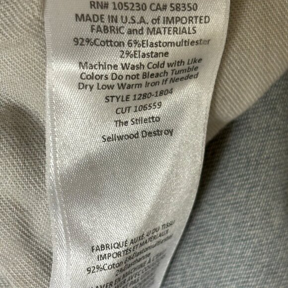 Current Elliot - Grey Splattered Stiletto Jean - Size 30 - Picture 7 of 15